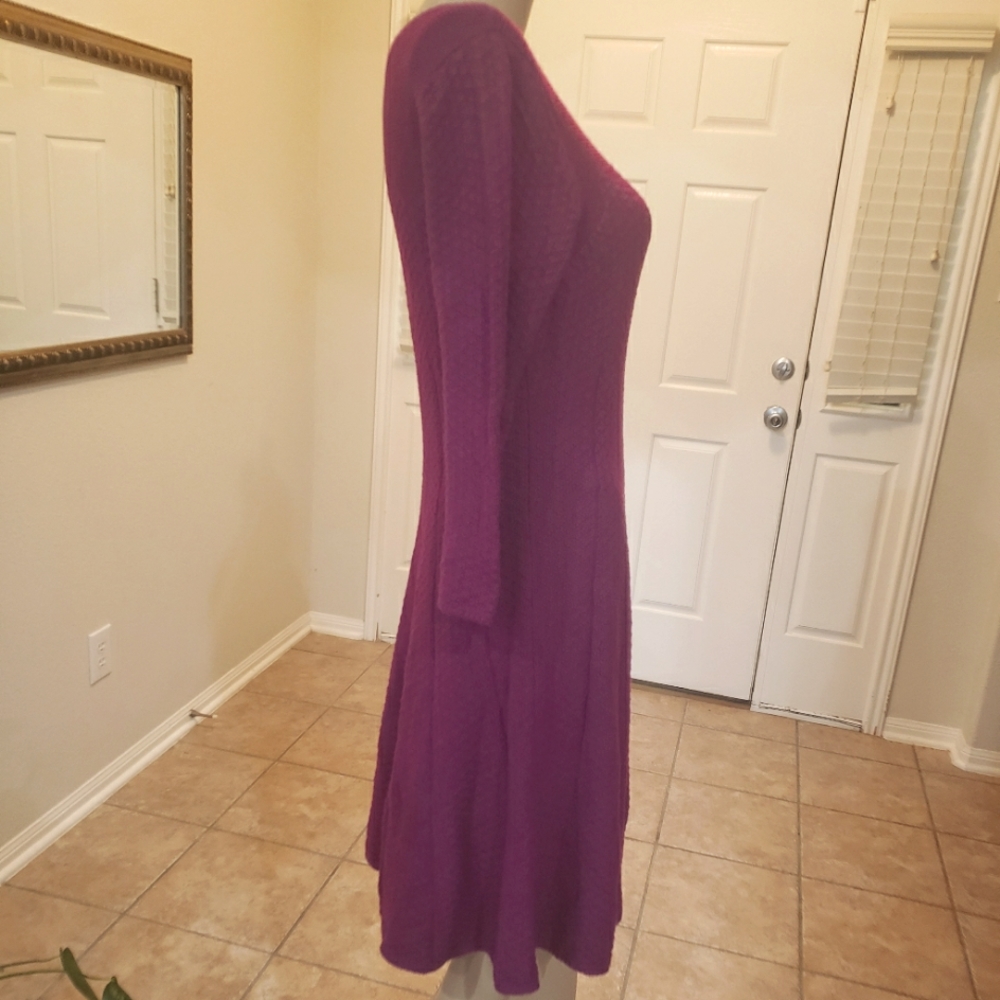 The Limited S mixed pattern knit sweater dress quarter sleeve wool blend